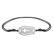 Black bracelet with silver coffin pendant