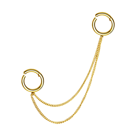 Anelli a segmenti micro pieghevoli placcati in oro con due catene di collegamento Basic