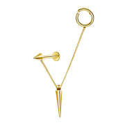 Micro Segmentring klappbar vergoldet und Labret mit Cone...