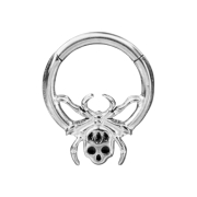 Micro Segmentring klappbar silber Totenkopf mit Spinne