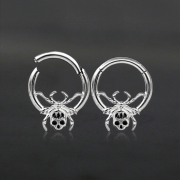 Micro Segmentring klappbar silber Totenkopf mit Spinne