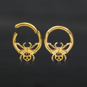 Micro Segmentring klappbar vergoldet Totenkopf mit Spinne