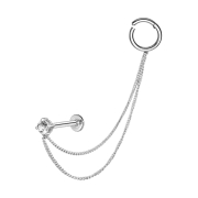 Micro Segmentring klappbar silber und Labret mit Kristall...