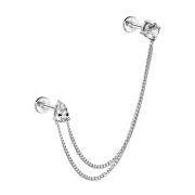 Micro Labrets Innengewinde silber mit rundem Kristall und...