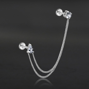 Micro Labrets Innengewinde silber mit rundem Kristall und...