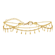 Gold-plated basic anklet with a hammered bar design