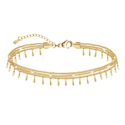 Gold-plated anklet with three chains and hammered bars