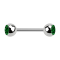 Micro Barbell silber mit zwei Kugeln Kristall grün