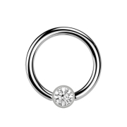 Bague Micro Closure argentée, cylindrique, cristal...