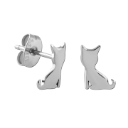 Orecchini a bottone in argento a forma di gatto