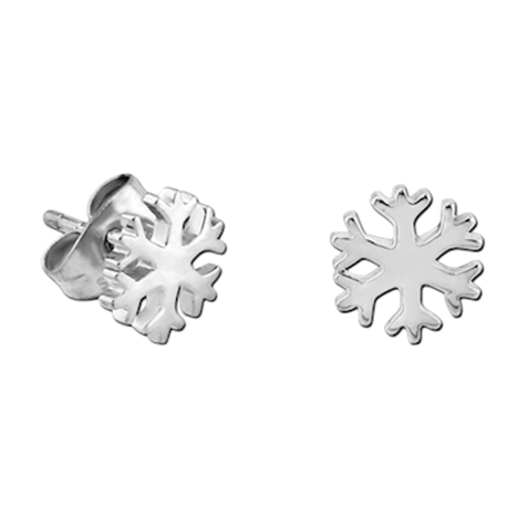 Orecchini a bottone in argento a forma di fiocco di neve