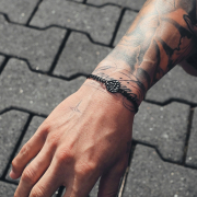 K12 - Black Hammered Bracelet - 4 mm