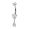 Banana Earring with Internal Thread, Silver, Crystal Set in Silver, and Heart Pendant with Teardrop Crystal in Silver