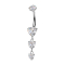 Banana-shaped pendant with a silver-plated interior thread, set with a silver crystal, and a heart-shaped pendant featuring two silver heart crystals