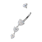 Banana-shaped pendant with a silver-plated interior thread, set with a silver crystal, and a heart-shaped pendant featuring two silver heart crystals