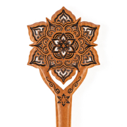 Haarnadel Mandala Blume mit Stern aus Sawo Holz