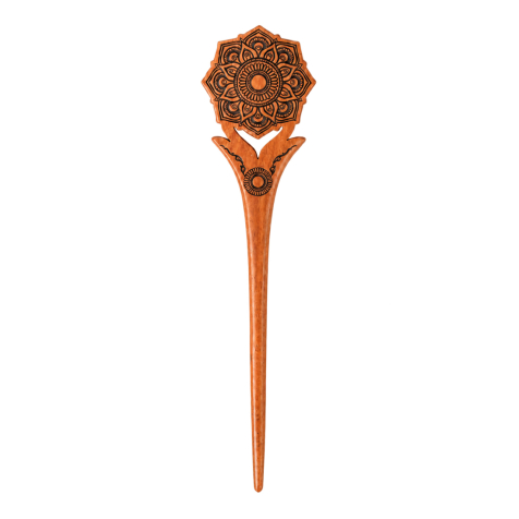 Haarnadel Mandala Blume mit Blume aus Sawo Holz