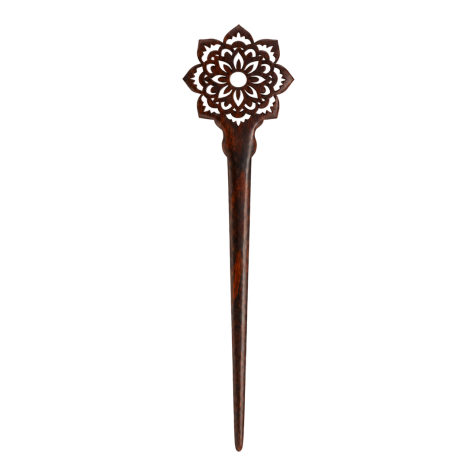 Haarnadel Mandala Blume aus Narra Holz
