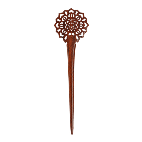 Haarnadel Mandala Blume rund aus Narra Holz