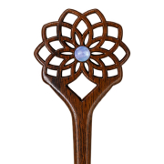 Haarnadel Blume des Lebens aus Narra Holz mit Blue Lace...