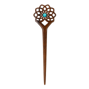 Haarnadel Blume des Lebens aus Narra Holz mit türkis...