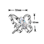 Threadless hohler Schmetterling silber Kristall silber