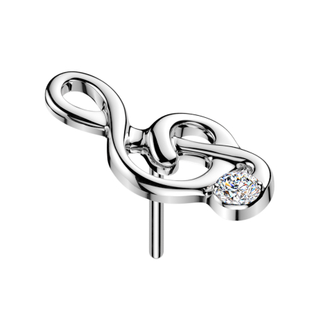Threadless Notenschlüssel silber Kristall silber
