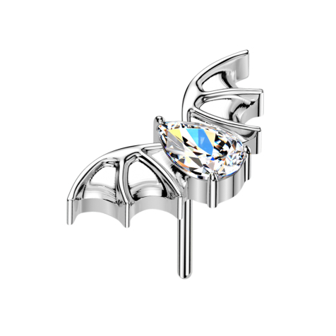 Threadless Fledermaus silber Kristall silber