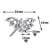 Threadless Fledermaus silber Kristall silber