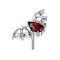 Threadless Fledermaus silber Kristall rot