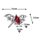 Threadless Fledermaus silber Kristall rot