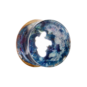 Flared Plug Indigo-Höhle Epoxy aus Teakholz