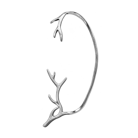 Ear cuff argent en forme de bois de cerf, côté gauche