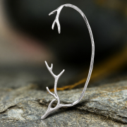 Ear cuff argent en forme de bois de cerf, côté gauche