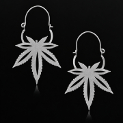 Silver Hemp Leaf Earring
