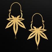 Gold-Plated Hemp Leaf Earring