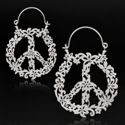 Ohrring silber Blumen Peace Zeichen