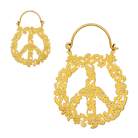 Ohrring vergoldet Blumen Peace Zeichen