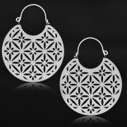 Ohrring silber rund mit Blumenmuster