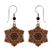 Boucles doreilles « Fleur de mandala » en bois de sawo