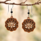 Boucles doreilles « Lotus Mandala » en bois de sawo