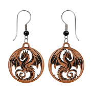 Boucles doreilles « dragon » en bois de sawo