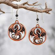 Boucles doreilles « dragon » en bois de sawo