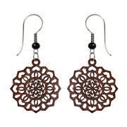 Boucles doreilles « Mandala floral » en bois de sawo