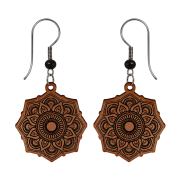 Ohrhänger Mandala Orientblüte aus Sawo Holz