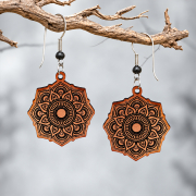 Ohrhänger Mandala Orientblüte aus Sawo Holz