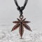 Black Necklace with Hemp Leaf Pendant Made of Ganja Wood