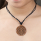 Black Necklace with Flower of Life Pendant Made of Sawo Wood