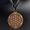 Black Necklace with Flower of Life Pendant Made of Sawo Wood