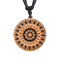 Black Necklace with a Sun Halo Pendant Made of Sawo Wood